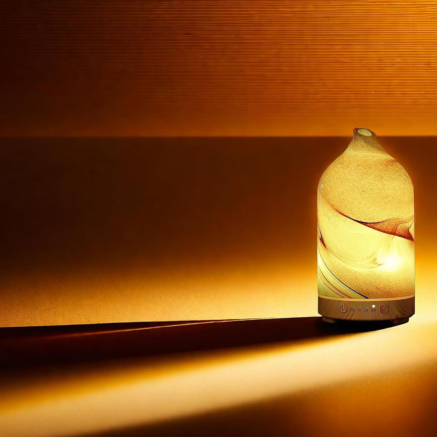 Hand Blown Glass Essential Oil Diffuser - Ultrasonic Aromatherapy with Auto Shut-Off, Timer, and 7-Color Night Light