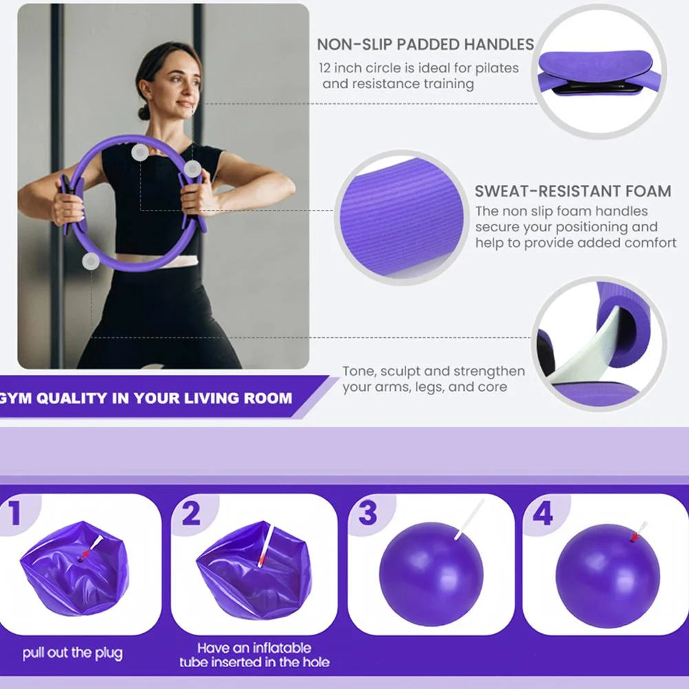 Pilates Essentials Kit for Women - 13-Piece Home Pilates Equipment Set, Includes Pilates Ring, Resistance Bands, Yoga Ball - for Women'S Home Workouts & Beginners