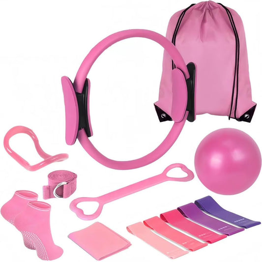 Pilates Essentials Kit for Women - 13-Piece Home Pilates Equipment Set, Includes Pilates Ring, Resistance Bands, Yoga Ball - for Women'S Home Workouts & Beginners